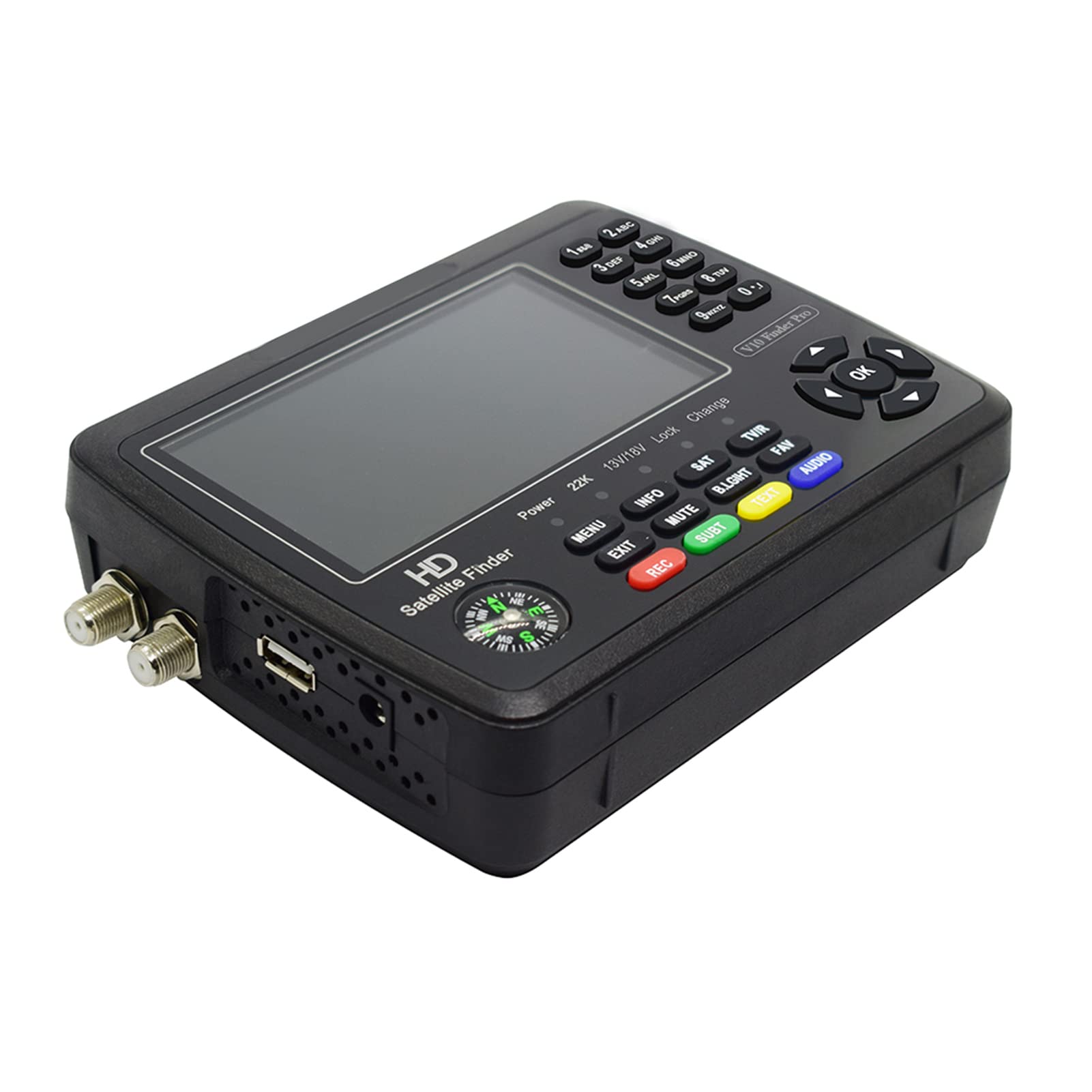 Satellite Finder Signal Meter V10 Pro HD Satellite TV Signal Finder DVB-S/S2/S2X/T/T2 Combo Digital Hand Signal Meter Satellite Finder H.265 4,3 Pouces LCD pour régler l'antenne parabolique