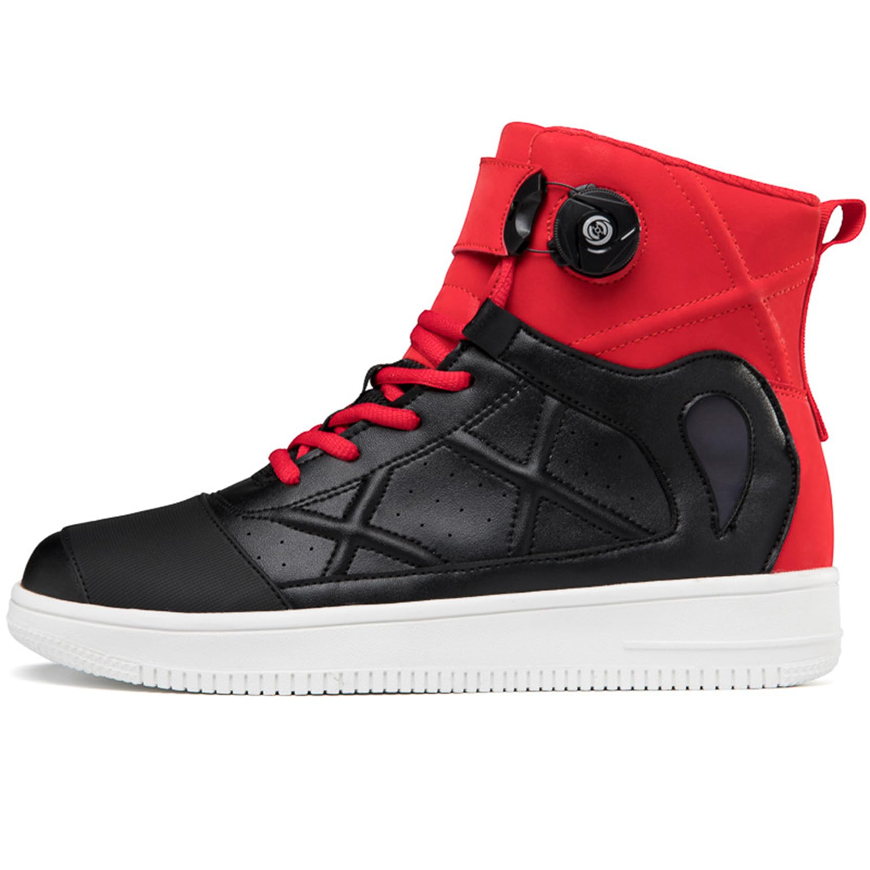 DJFOG Chaussures de Moto pour Homme et Femme, Bottes de Moto Motard en Cuir Respirant avec Maintien de la Cheville, Semelles antidérapantes hydrofuges