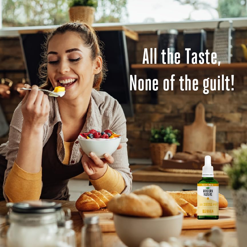 Miniatura 4 de Modern Nature Gotas de sabor a plátano, edulcorante líquido de stevia  Alternativa de jarabe sin azúcar flaco de 0 calorías  Para agua saborizada,