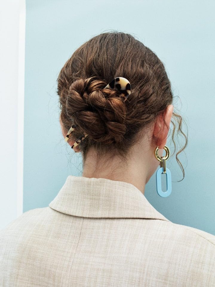 Miniatura 5 de MACHETE Horquilla francesa de acetato italiano para cabello fino y grueso en terrazo, accesorios de peinado para mujeres y niñas de 5 pulgadas