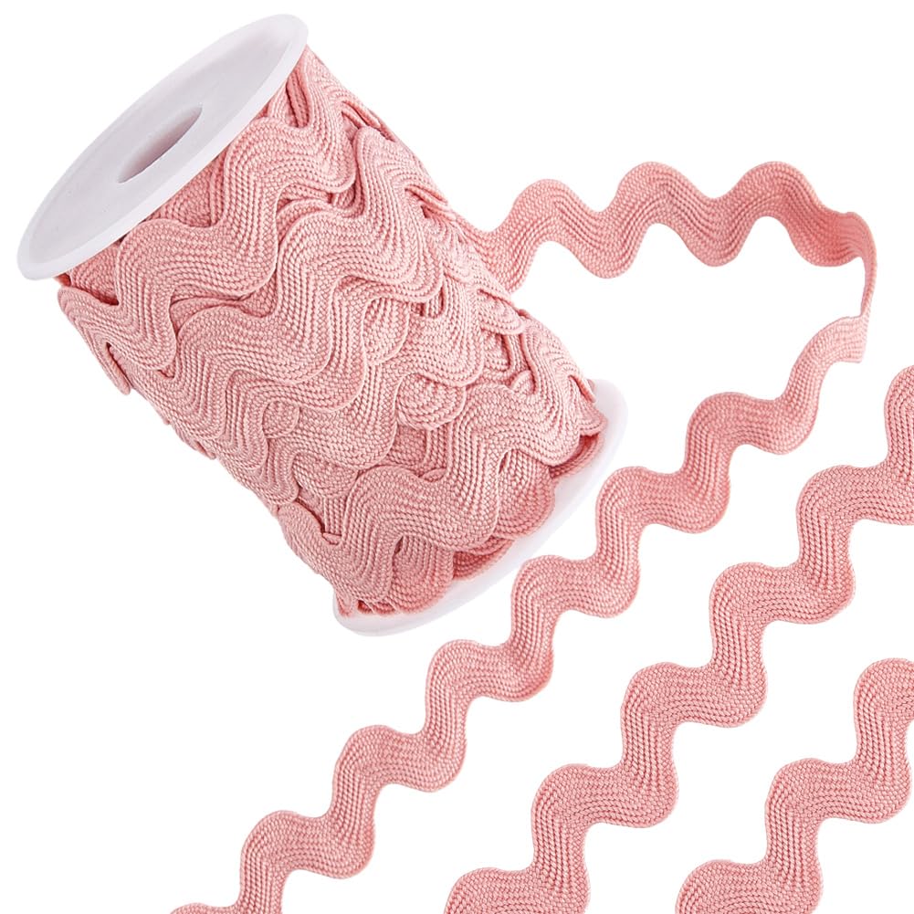 GORGECRAFT 12.5 Yards Rick Rack Trim for Sewing 13mm Ric Rac Rickrack Lace Wave Ribbon Pink Zig Zag Wave Bending Fringe Lace Trim S Shaped Woven Braided Fabric with Spool for DIY Crafts