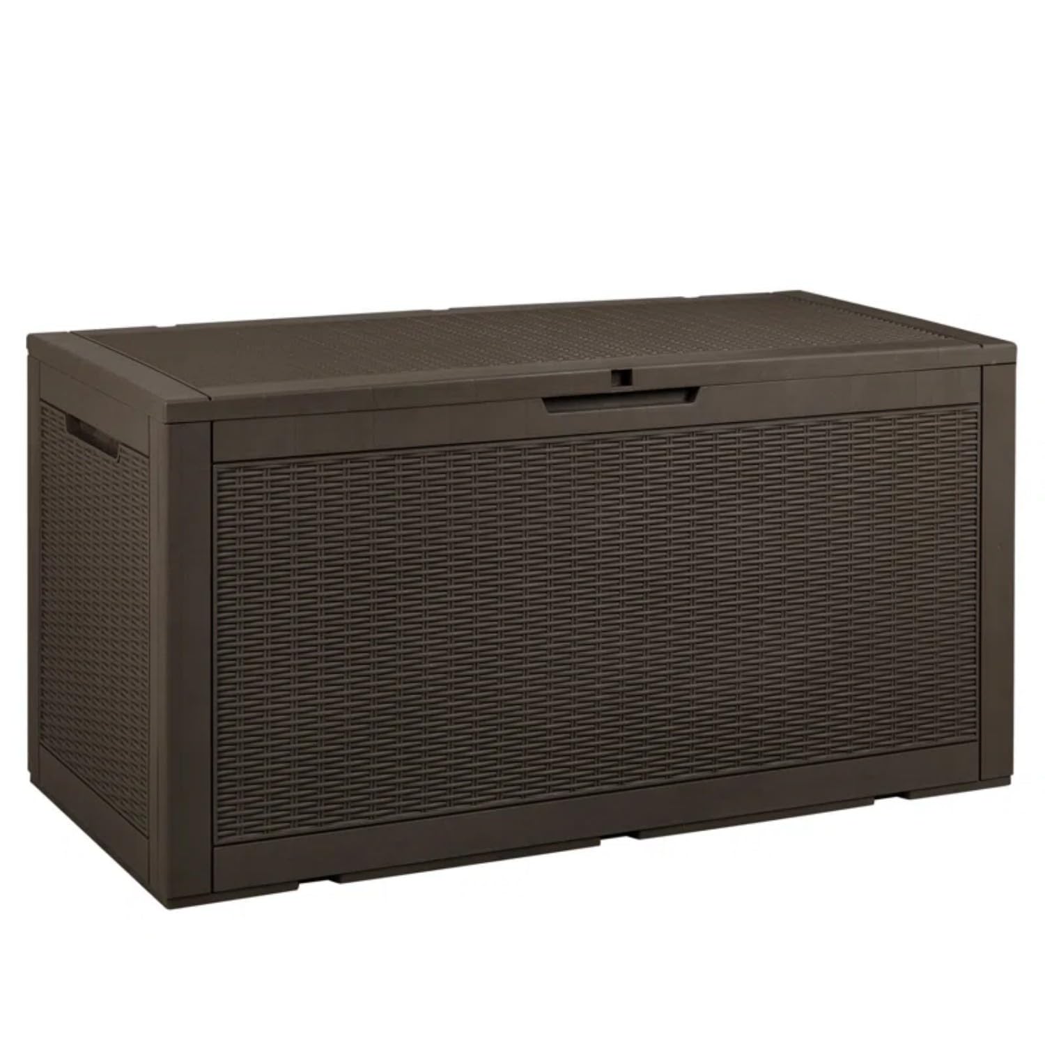 Greesum 100 Gallon Resin Patio Storage Box for Garden Tools, Outdoor Furniture Cushions, Pool Supplies, Dark Brown