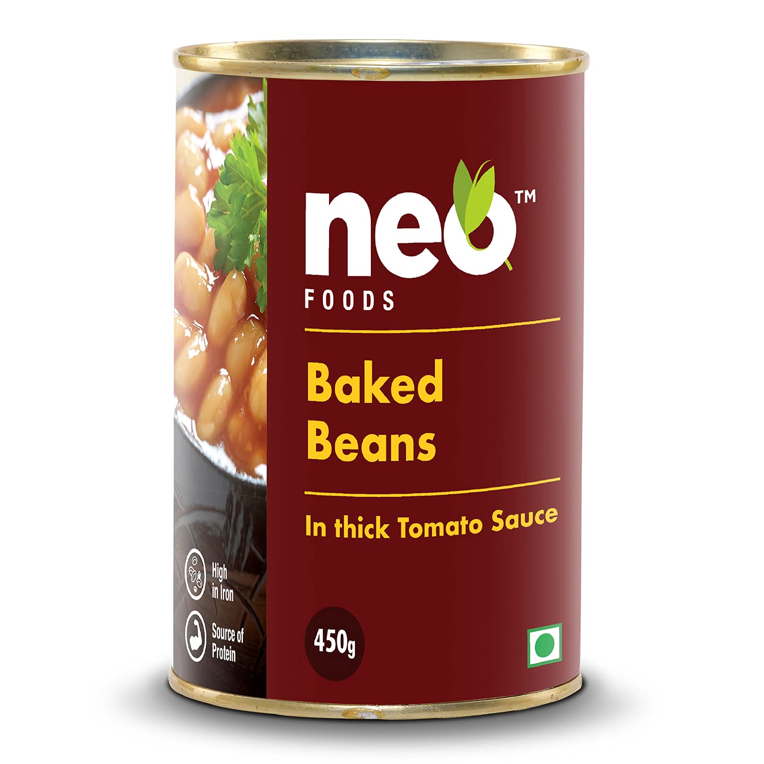 Neo Baked Beans In Thick Tomato Sauce 450g I P1 I Nutritious & Ready to Eat Healthy Food, No Artificial preservatives, flavouring and colouring, Tangy and Flavourful I Must for your French Toast I (Pack of 1)