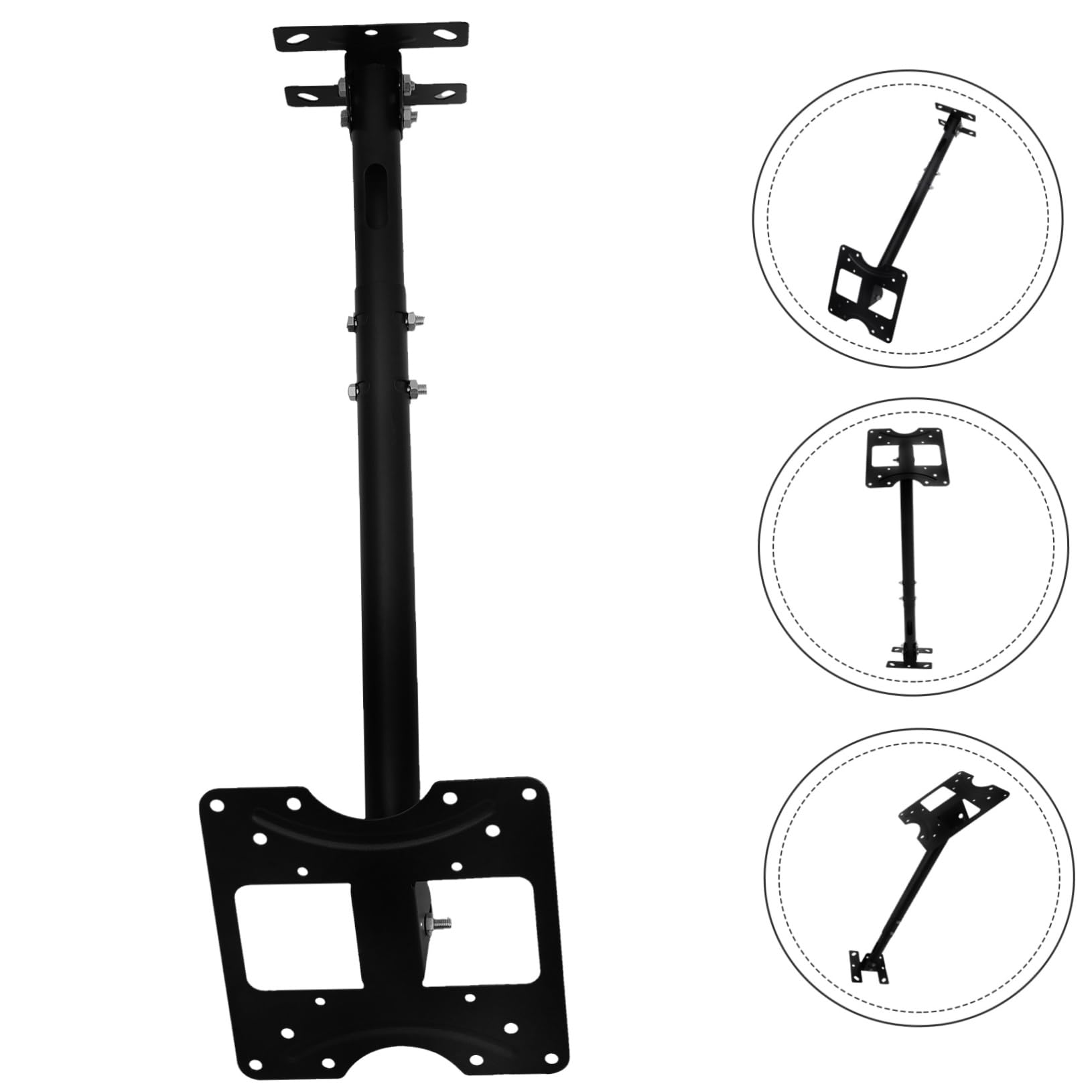 Supporto Tv a Soffitto e Parete per Monitor 14-42 Pollici | Acciaio Laminato a Freddo Nero, Rotazione 360°, Regolazione Altezza e Angolo, Uso in Balcone o Sala da Pranzo