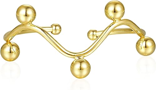 SHINYTE CATALINE 14K Plated Gold Adjustable Cuff Bracelet for Women,Dainty Stack