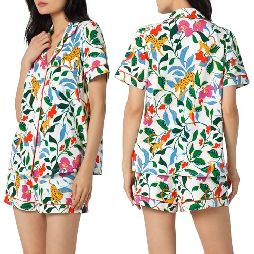 Image of Bed Head PJs Womens Matching Pajamas - Soft Organic Short Sleeve Button Down PJ Shirt & Shorts Set - Sleepwear & Loungewear