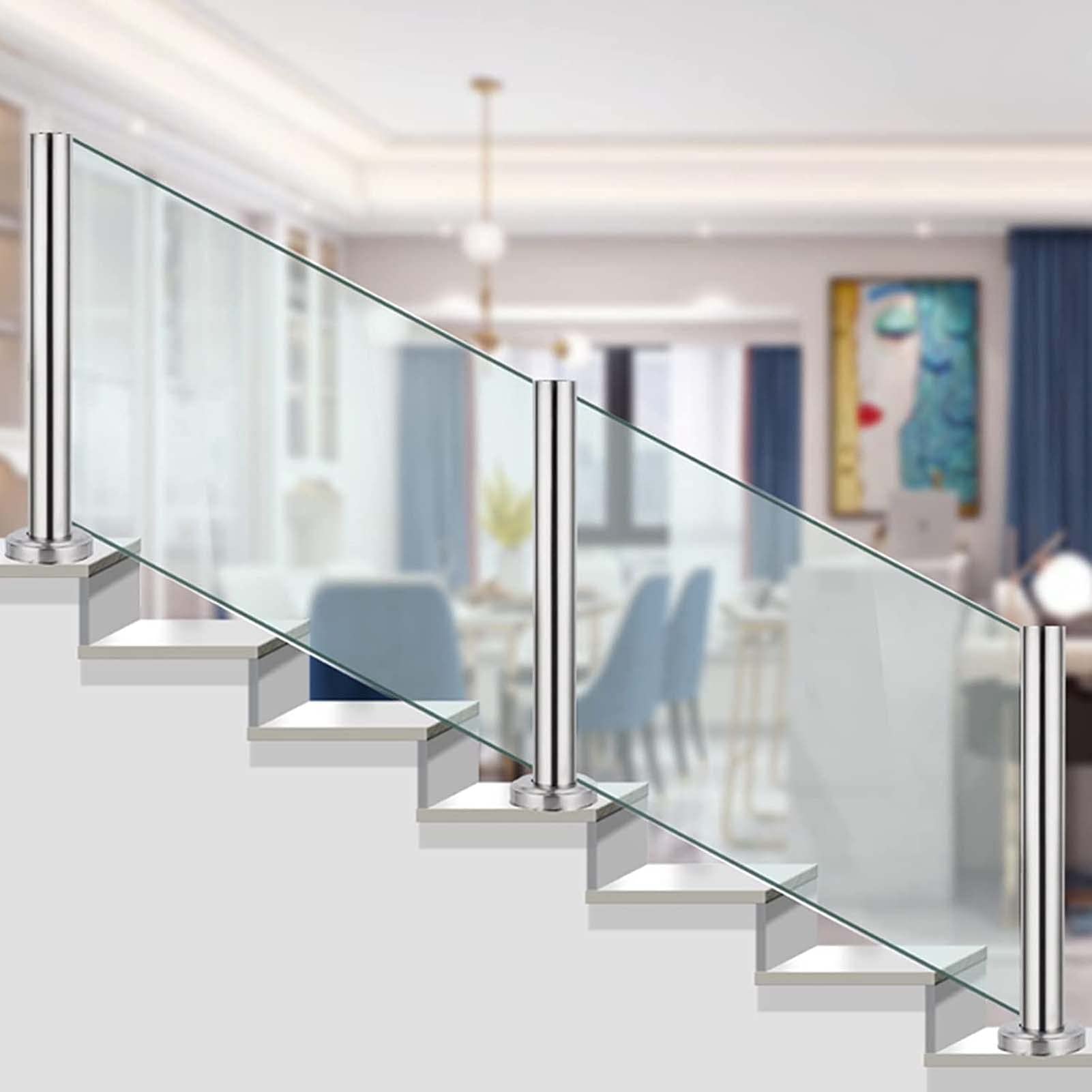 Srebrna okrągła balustrada balustradowa do tarasu tarasowego 60 cm (23,6) kolumna barierki ochronnej do paneli drewnianych/plastikowych, ogrodzenia, bezpieczna