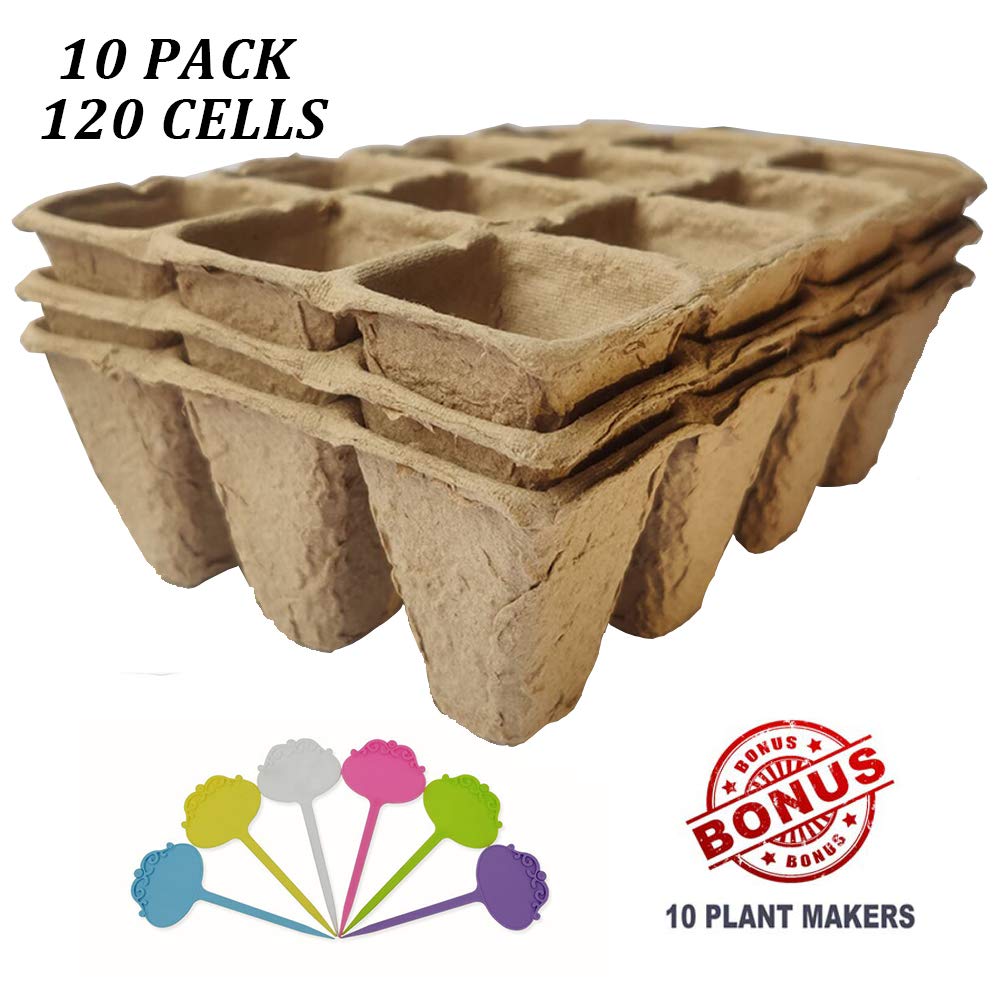 Biodegradable Peat Pots for Seedlings, 120 Cell Seedling Starter Trays