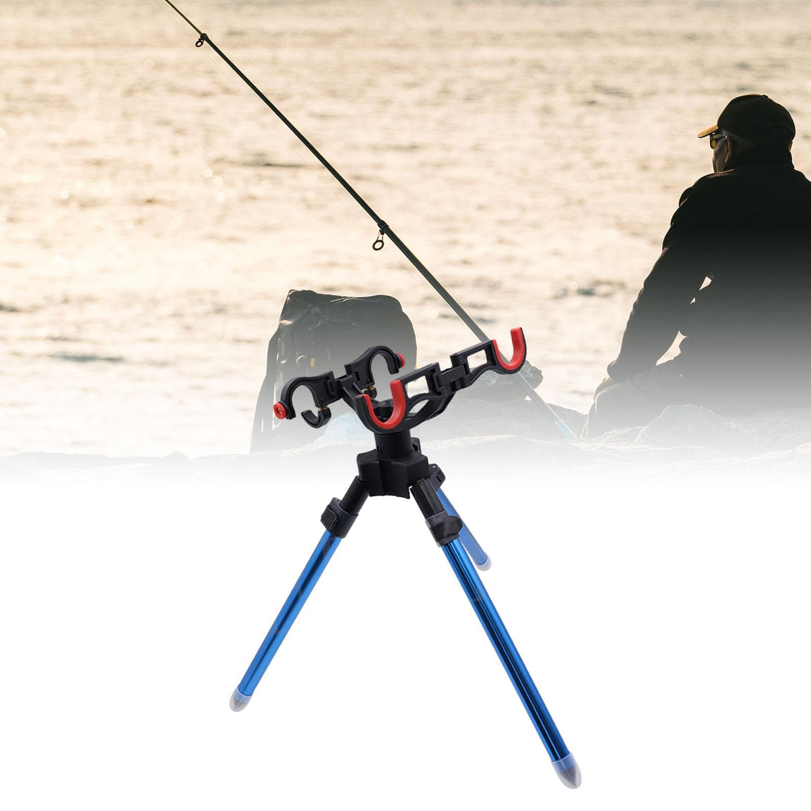 Support trépied Portable pour Canne à pêche, réglable et Pliable, idéal pour Les Aventures de pêche en extérieur. Ce Support Pliable Permet Un Gain de Place et Un, Bleu, 39 cm
