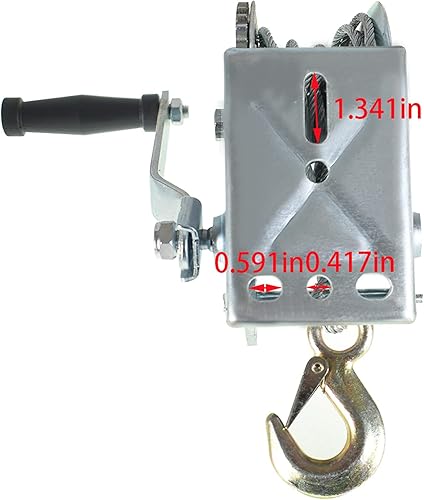 Miniatura 6 de Cabrestante de manivela de 1600 libras con freno y cable de acero resistente para barco, remolque, ATV o comedero de ciervos