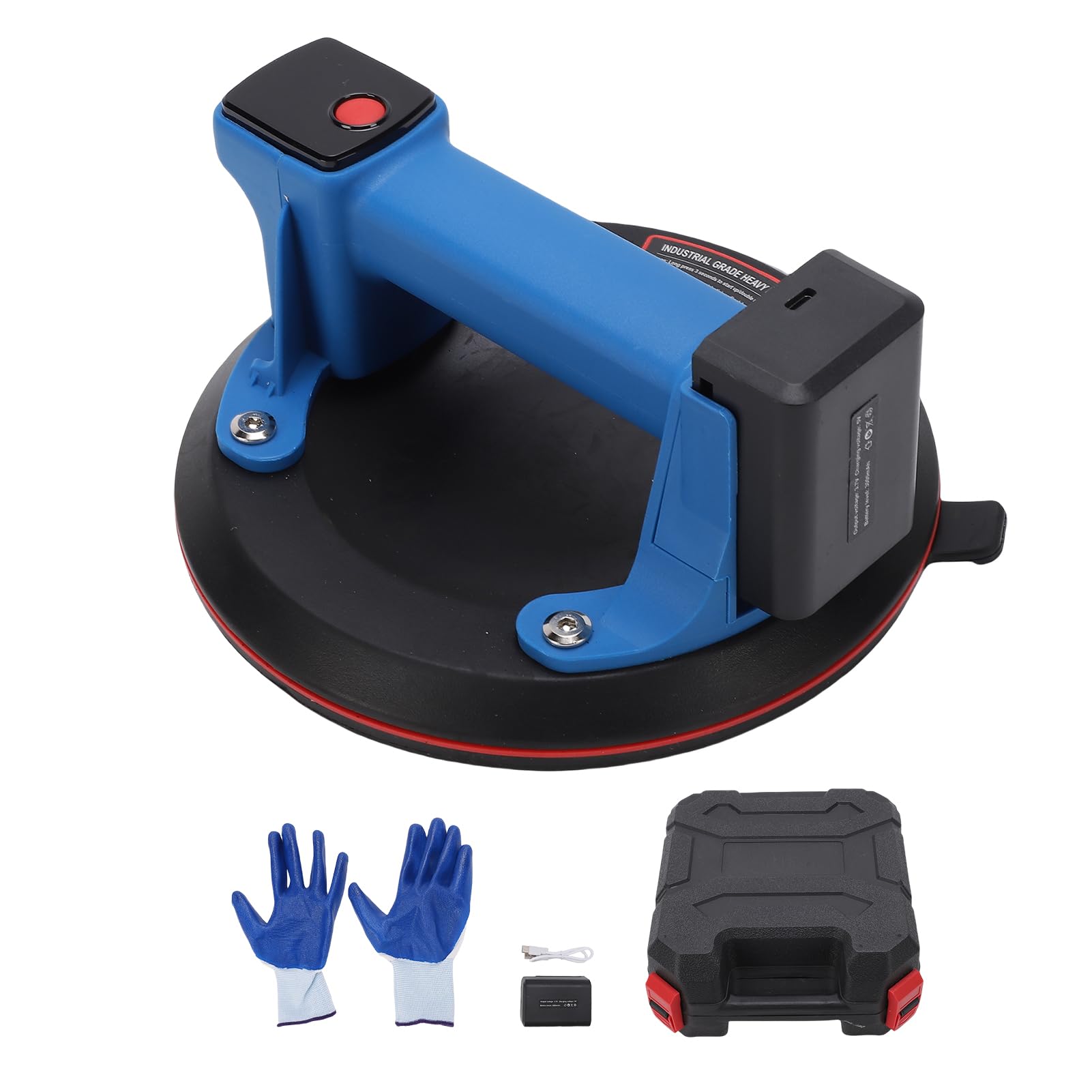 Ventosa eléctrica inalámbrica con capacidad de elevación de 440 lbs/200 kg, pantalla digital, batería de 3000 mAh para manejar vidrio, azulejos, madera y piedra