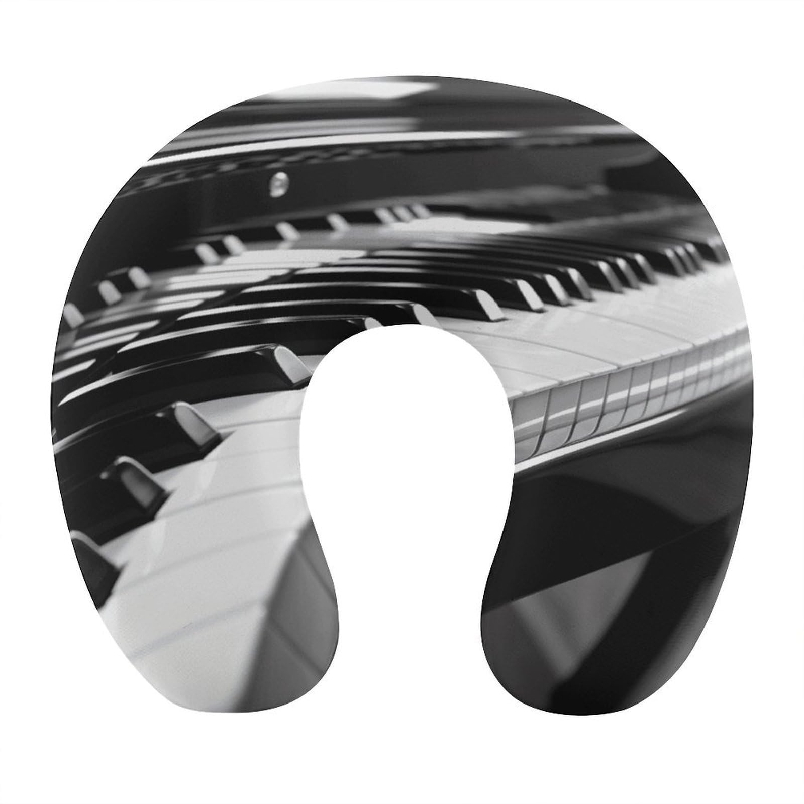 Btcowzrv Style Black White Piano Keyboard U Shaped Neck Pillow Travel Pillows