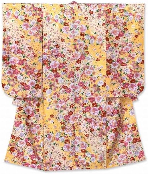 七五三 女の子着物 三ツ身着物 正絹 華やかピンク 可愛い手毬柄 桜 鼓