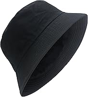 Vista 43 de PFFY Bucket Hat for Women Men Cotton Summer Sun Beach Fishing Cap Negro/Rojo (reversible)