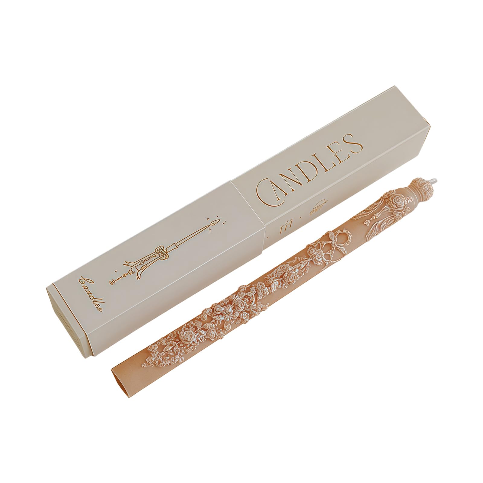 ordinarYone Floral Taper Candle Tall Taper Candle Emboss Scented Candled for Candlesticks Stick Valentine Wedding Home Decors