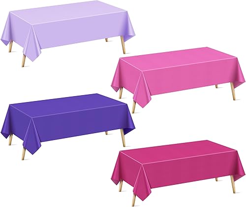 Miniatura 47 de Mantel rectangular serie rosa de 6 piezas, 54 x 72 pulgadas, color sólido, impermeable y a prueba de derrames, mantel de plástico desechable Serie