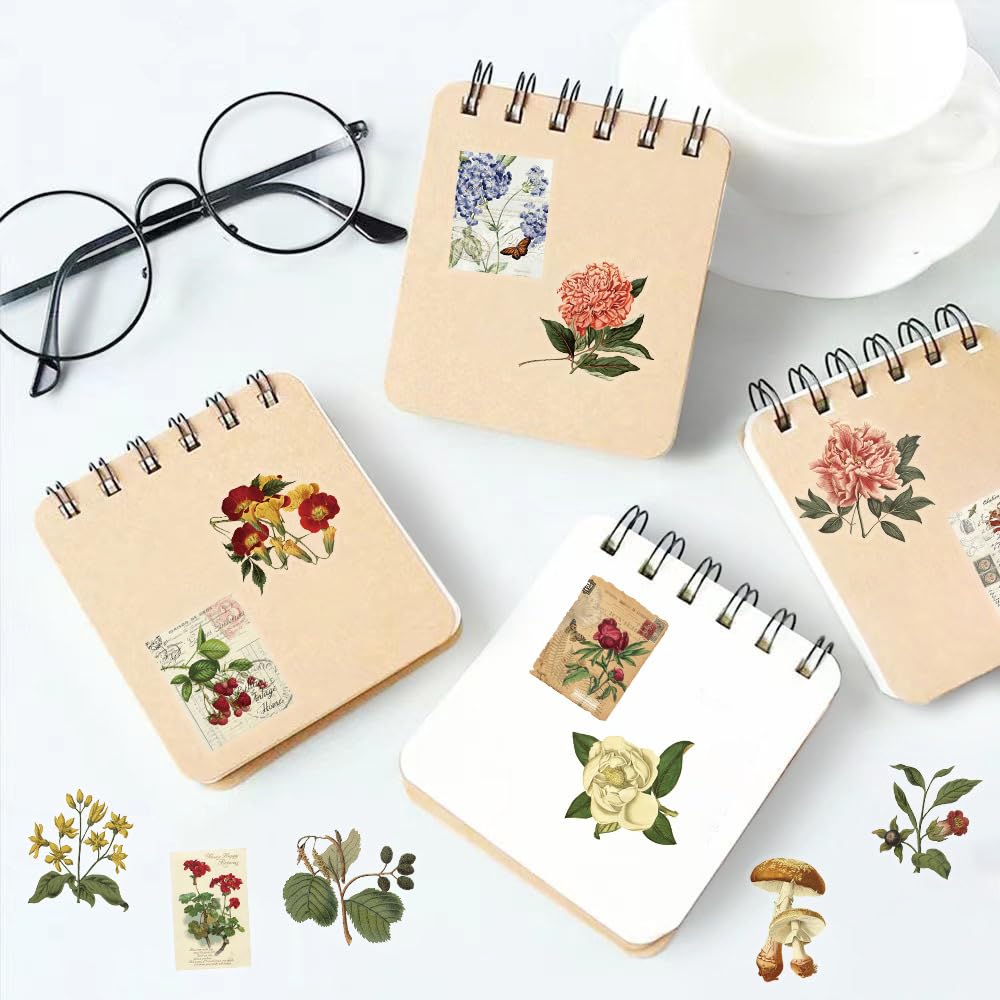 50Pcs Vintage Plant Stickers Pack, Waterproof PET Aesthetic Flowers & Nature Stickers for Scrapbook Journaling, Kindle Case - Image 4
