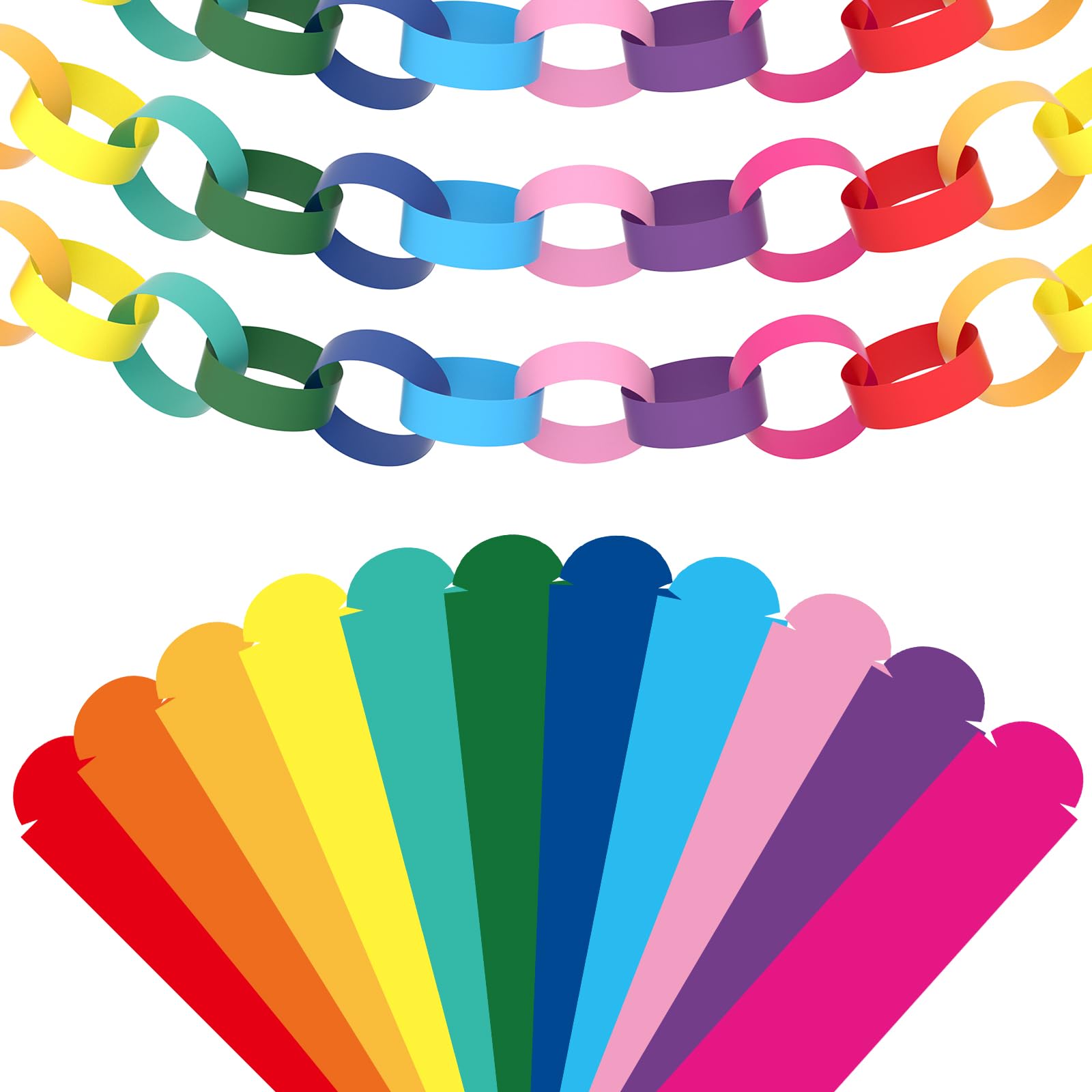 Bouiexye 660 Pieces Paper Chain Strips Approx 1 x 6 Inch for Crafting Birthday Wedding Festival Theme Party Decor (Rainbow Colors)