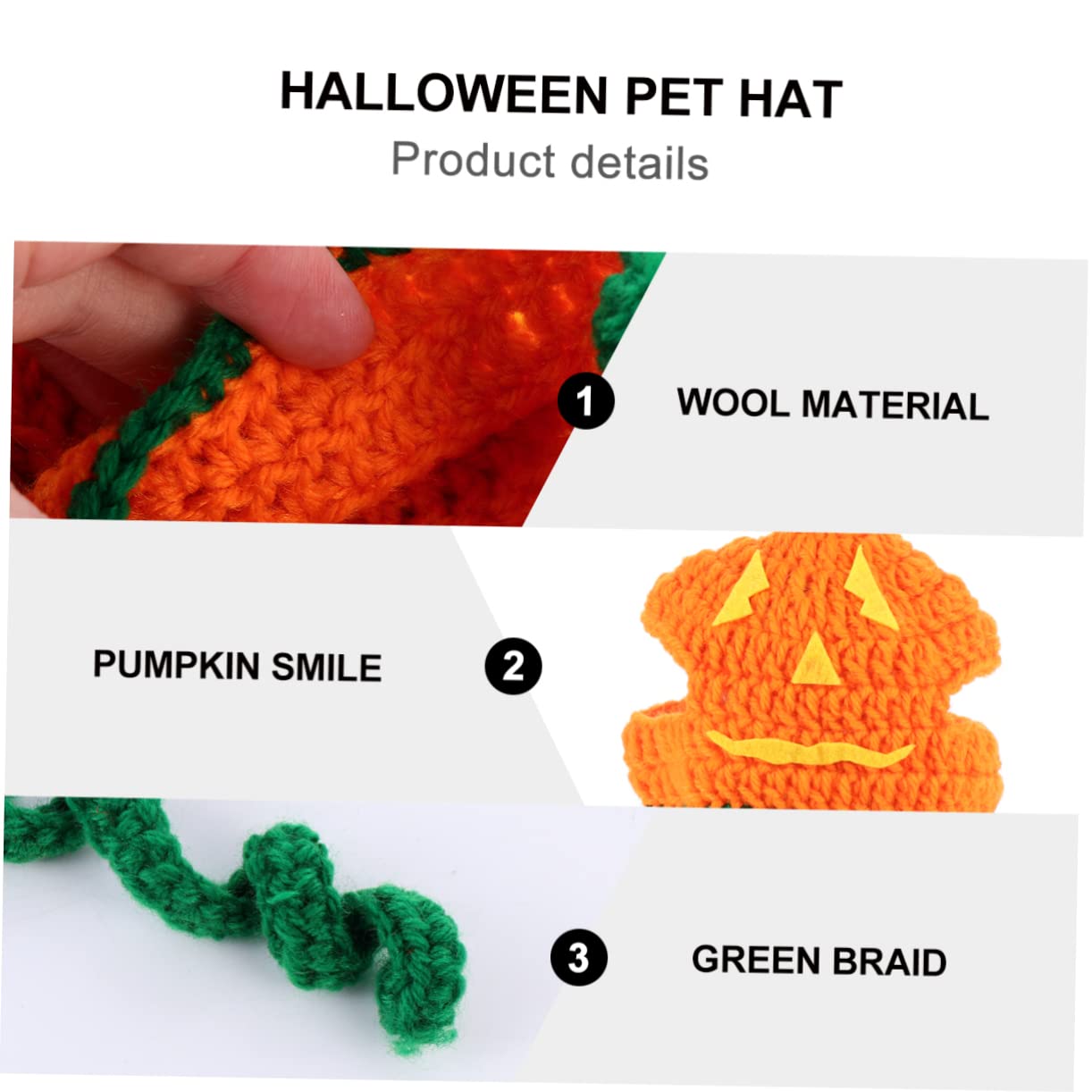 3 Pz cappello di zucca berretto di zucca costume da compagnia cappello da cane costume da cane accessorio autunnale abbigliamento per animali domestici filato