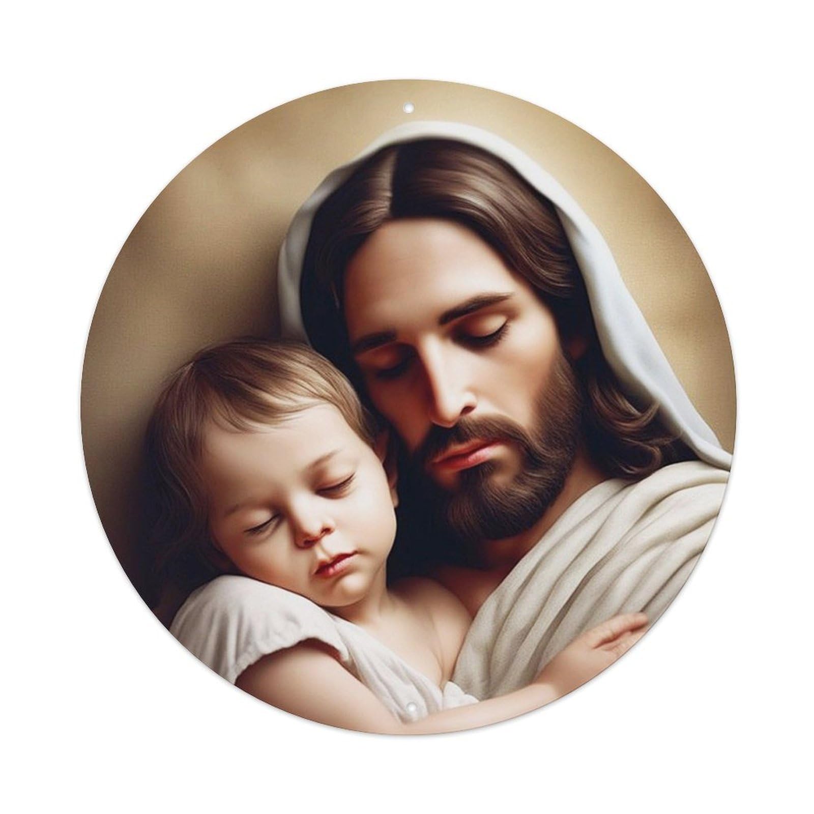 Jesus Holds The Child Religious Metal Tin Sign
