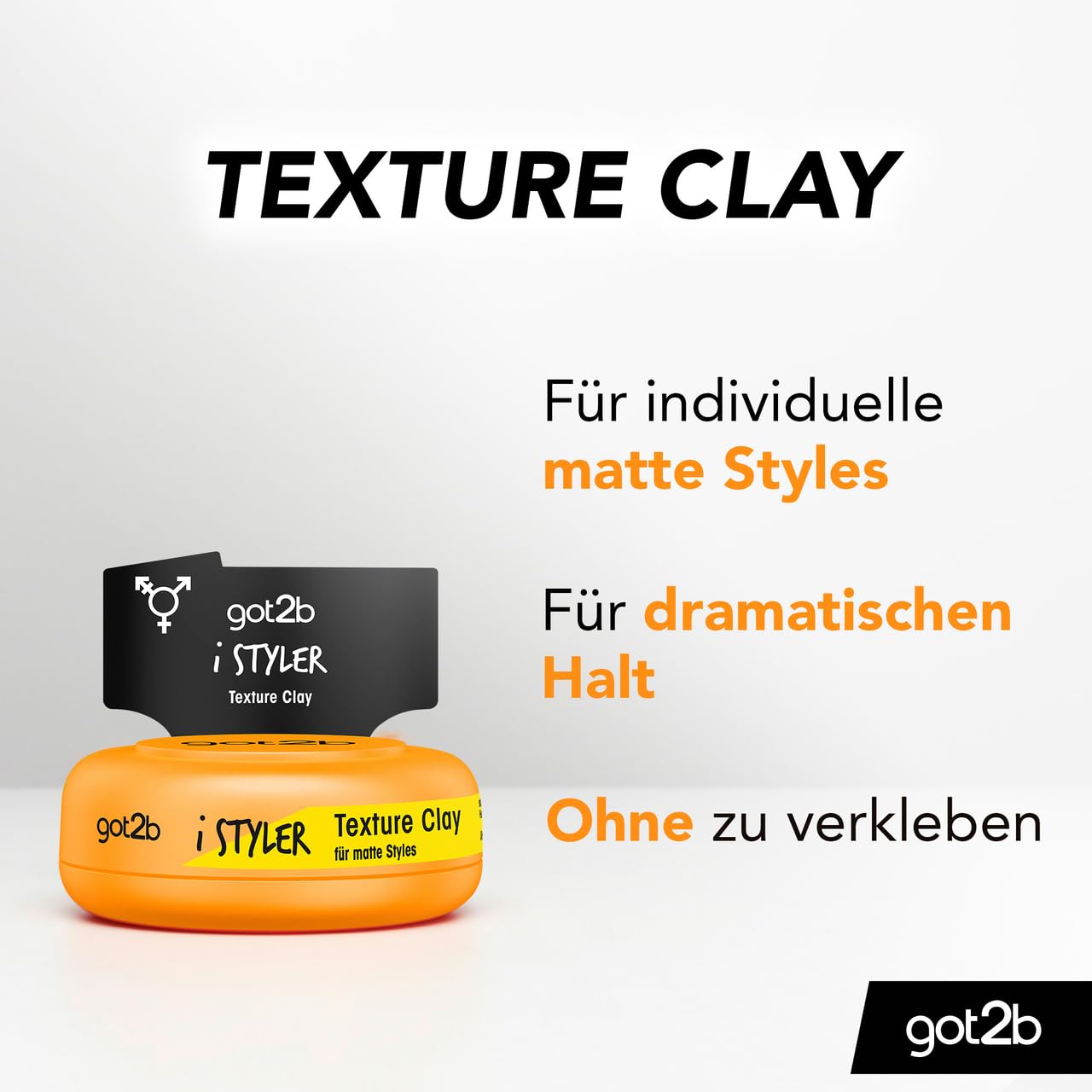 got2b Schwarzkopf iStyler Texture Clay Halt 4 (6x 75 ml), Haarcreme für Männer verleiht einen coolen Matt-Effekt, Haarpaste für einen texturierten, matt definierten Style