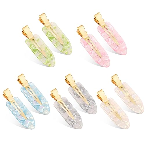 KesaPlan 10 pinzas para el cabello sin doblar, sin arrugas para peinar, clips planos de resina acrílica, pasador de pelo sin costuras colorido para