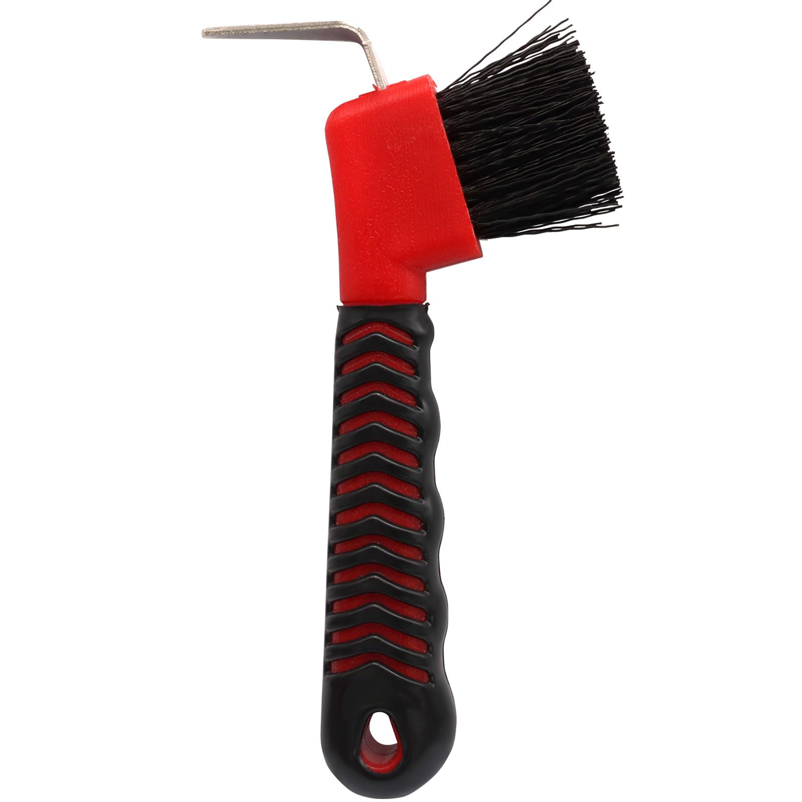Hoof Pick Brushes, Soft Touch Rubber Handle Portable Hoofpick, Stiff Hoof Pick for Horse Care, Groomers (Red)