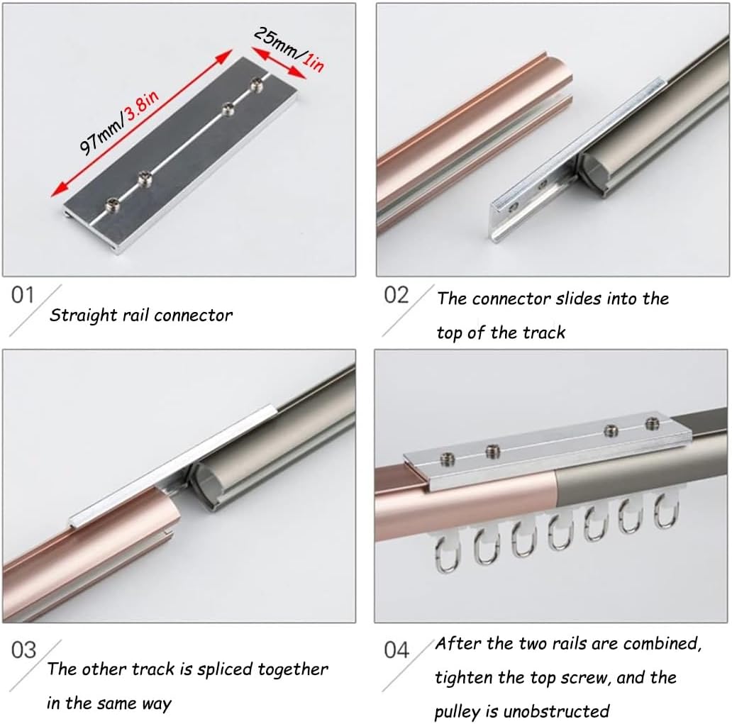 Double Track Curtain Track System, Ceiling & Wall Mount Room Divider Rod, Aluminum Alloy, 18FT(550CM), Includes Accessories, Gray - Ideal for Home Decor & Space Management