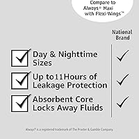 Vista 6 de Yaxa Basics Thick Maxi Pads with Flexi-Wings for Periods, Extra Long Length, Super Absorbency, Unscented, Size 3, 104 Count (4 Packs of 26)
