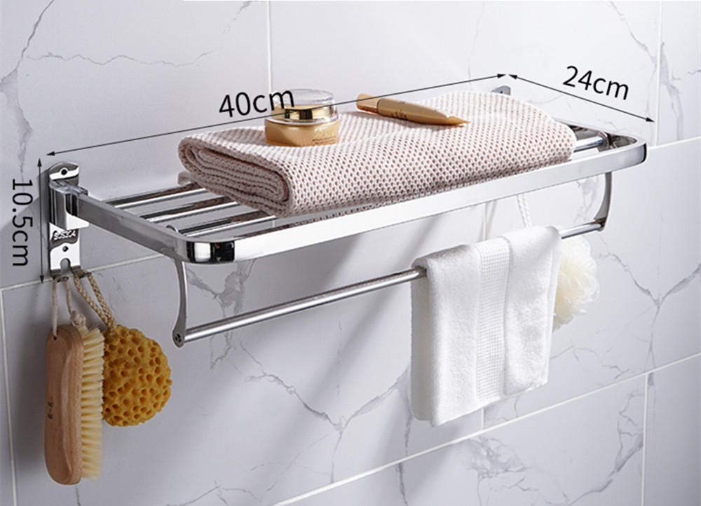 Portasciugamani multistrato con ganci – Mensola da bagno in acciaio inox da parete per bagno, hotel, cucina