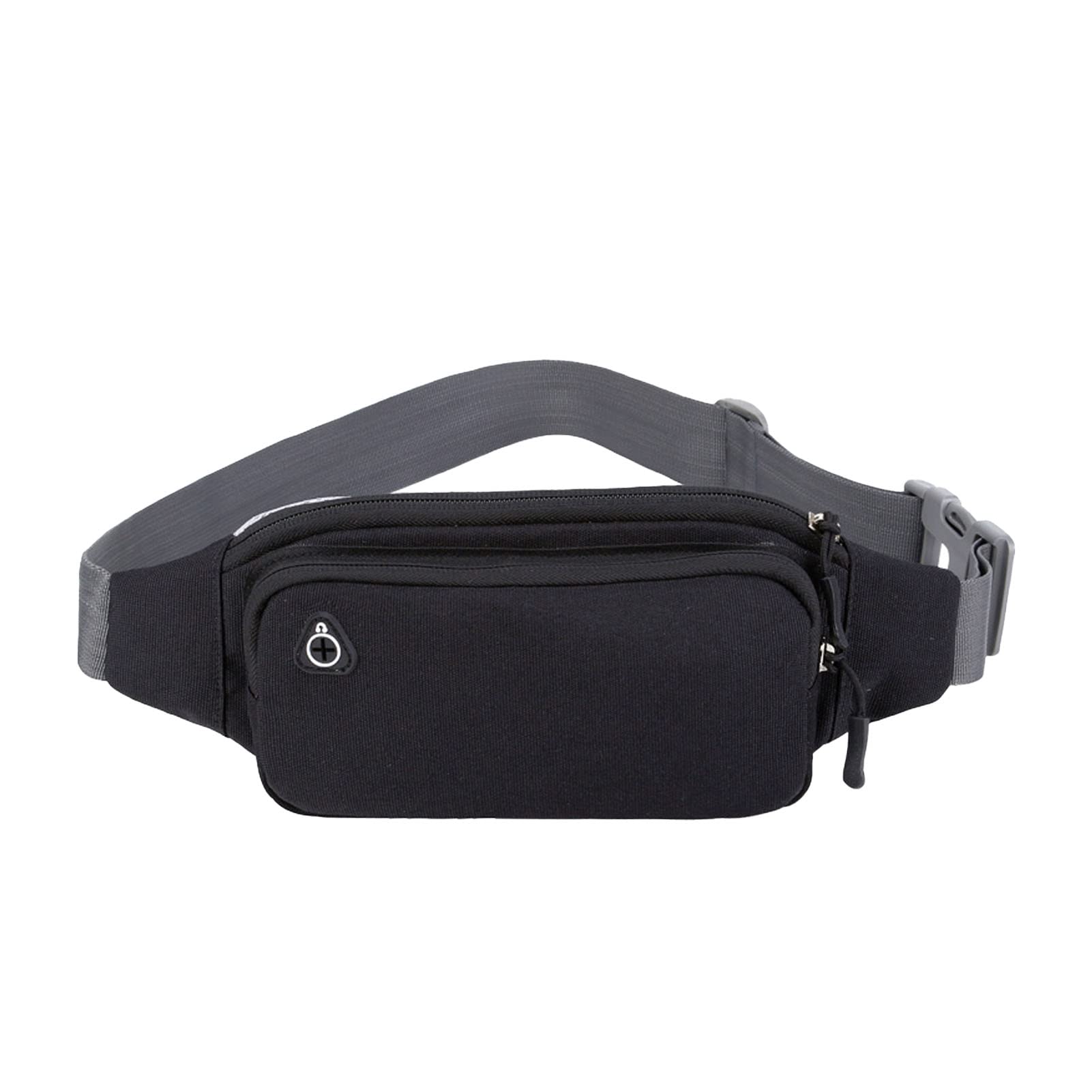 Ausla Nylonowa Torba w Talii Fanny Pack Bag Paska z Regulowanym Paskiem Wodoodporna Konstrukcja Oddychająca z Tyłu Oddychania do Biegania na Rowerze (Nylon czarny (szary pasek))