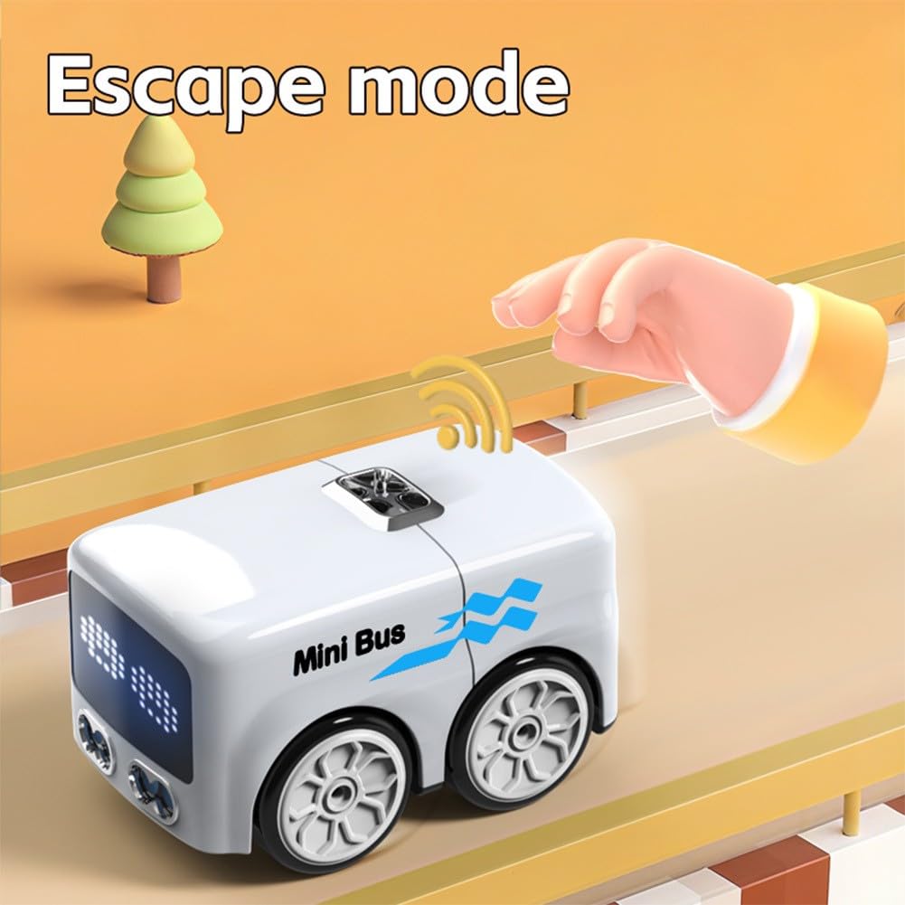 Interactive RC für Mini Bus mit Vier Modi, LED-Anzeige und Hinderniserkennung | magnetische Verfolgung & Sprachsteuerung,für Kinder unterwegs