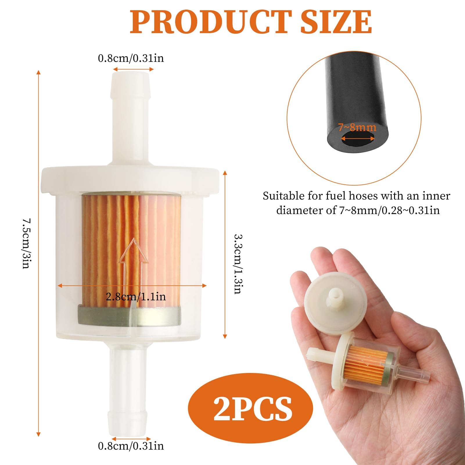 2x Universal-Kraftstofffilter – Für 6 Mm & 8 Mm Schläuche, Ideal Für Auto, Motorrad & Roller