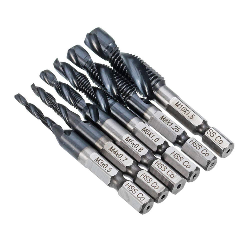 6PCS M3-M10 Punte per trapano a vite HRC89 Rivestito TiAlN HSSCO M35 Rubinetti al cobalto Punta combinata metrica 1/4 IN Esagonale a cambio rapido