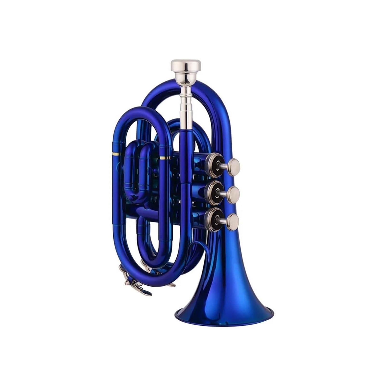 trompette pour Débutants Mini trompette de poche bleue instrument à vent plat en laiton Bb