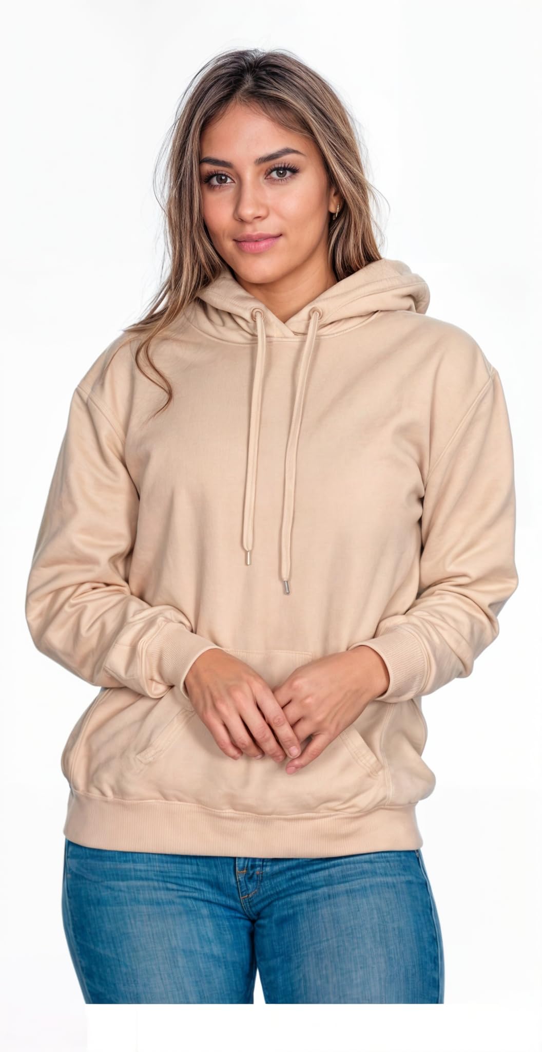 Moletom Liso Flanelado Feminino Blusa De Frio Canguru Sem Estampa com Capuz