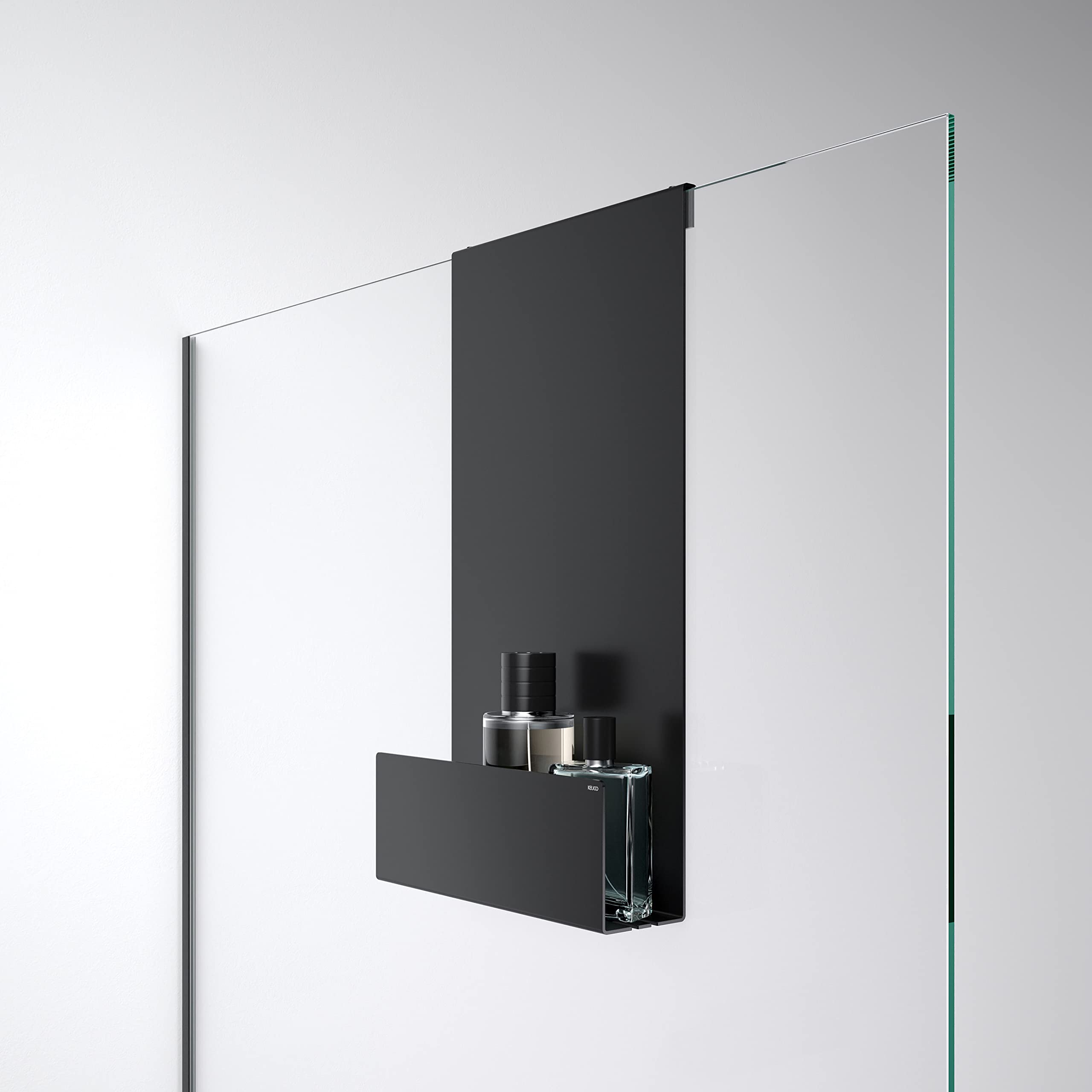 Keuco Duschablage aus Aluminium, schwarz, 32x60x12cm, zum Einhängen, Made in Germany, mit Haken und Ablaufschlitzen