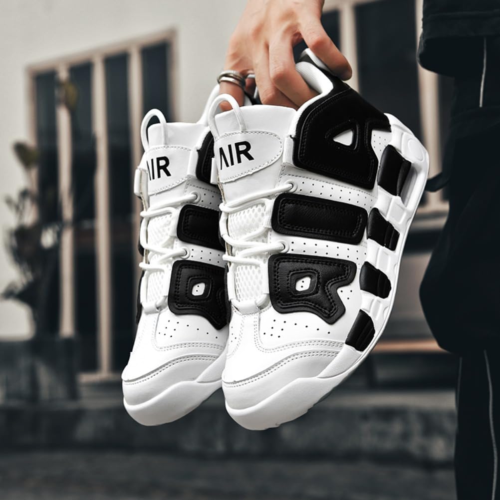 Sneaker Herren Damen Retro Skateboardschuhe Laufschuhe Turnschuhe mit Luftpolster Walkingschuhe Studenten Anti-Rutsch leichter Jungen Mädchen Basketballschuhe modisch Sportschuhe (Weiß Schwarz 3,38)