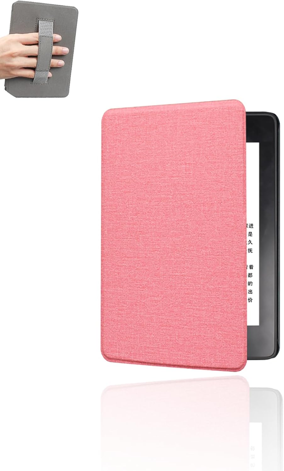 for All-New Kindl_e Paperwhite/Kindl_e Colorsoft 7 Inch 2024 Case Cover,WUNIAK Premium Leather with Hand Strap for Kindl_e 12 Generation auto Sleep/Wake,Pink