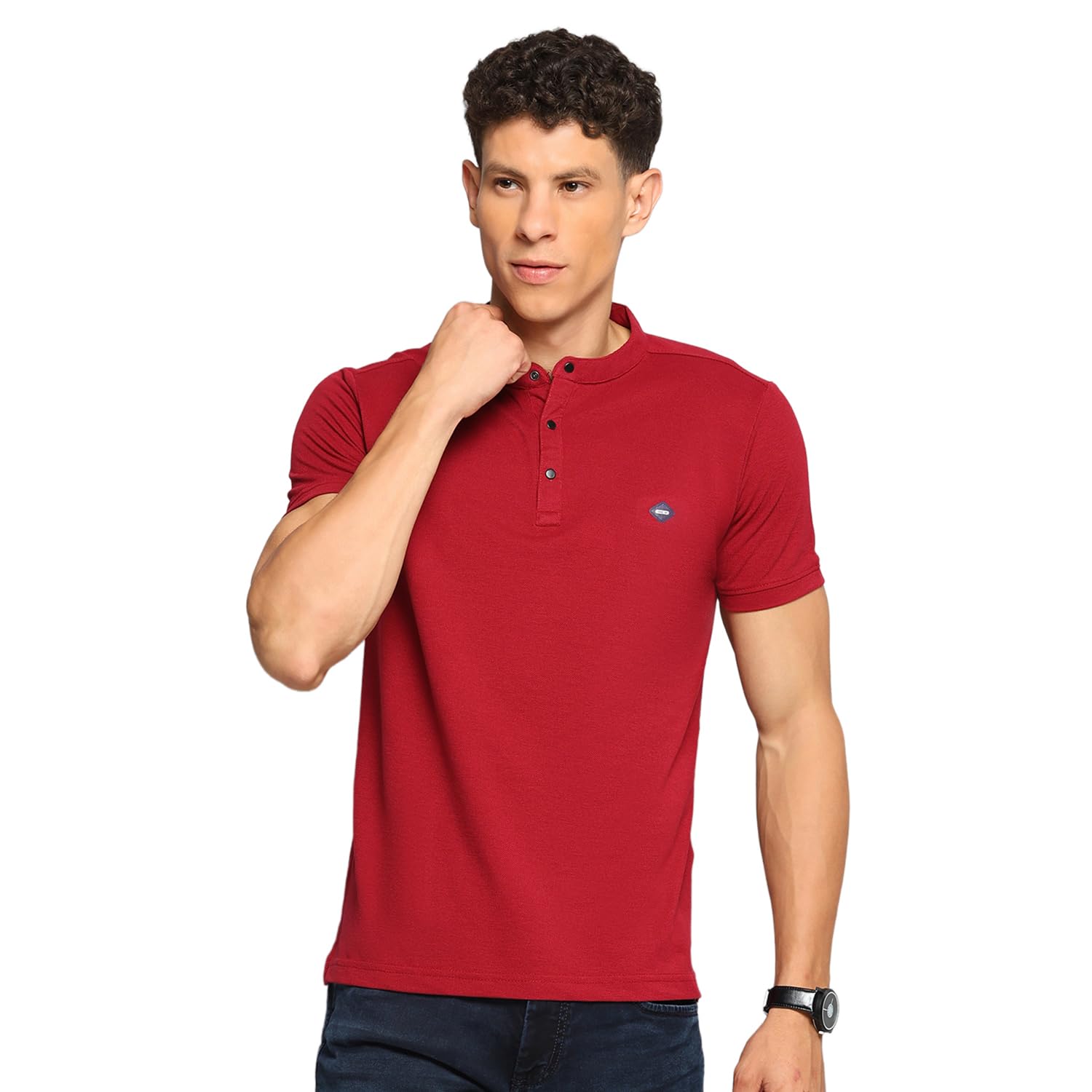 cloak & decker by Monte Carlo Men Cotton Blend Regular Fit T-Shirt | Short Sleeve | Solid Tee | Casual Everyday Wear | Stylish & Comfortable Tshirt-picture-11