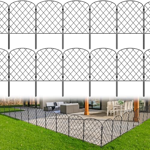 Lot de 19 clôtures de jardin décoratives - 6,1 m (L) x 61 cm (H) - Panneaux de barrière pour animaux - Fil métallique antirouille - Clôture temporaire...
