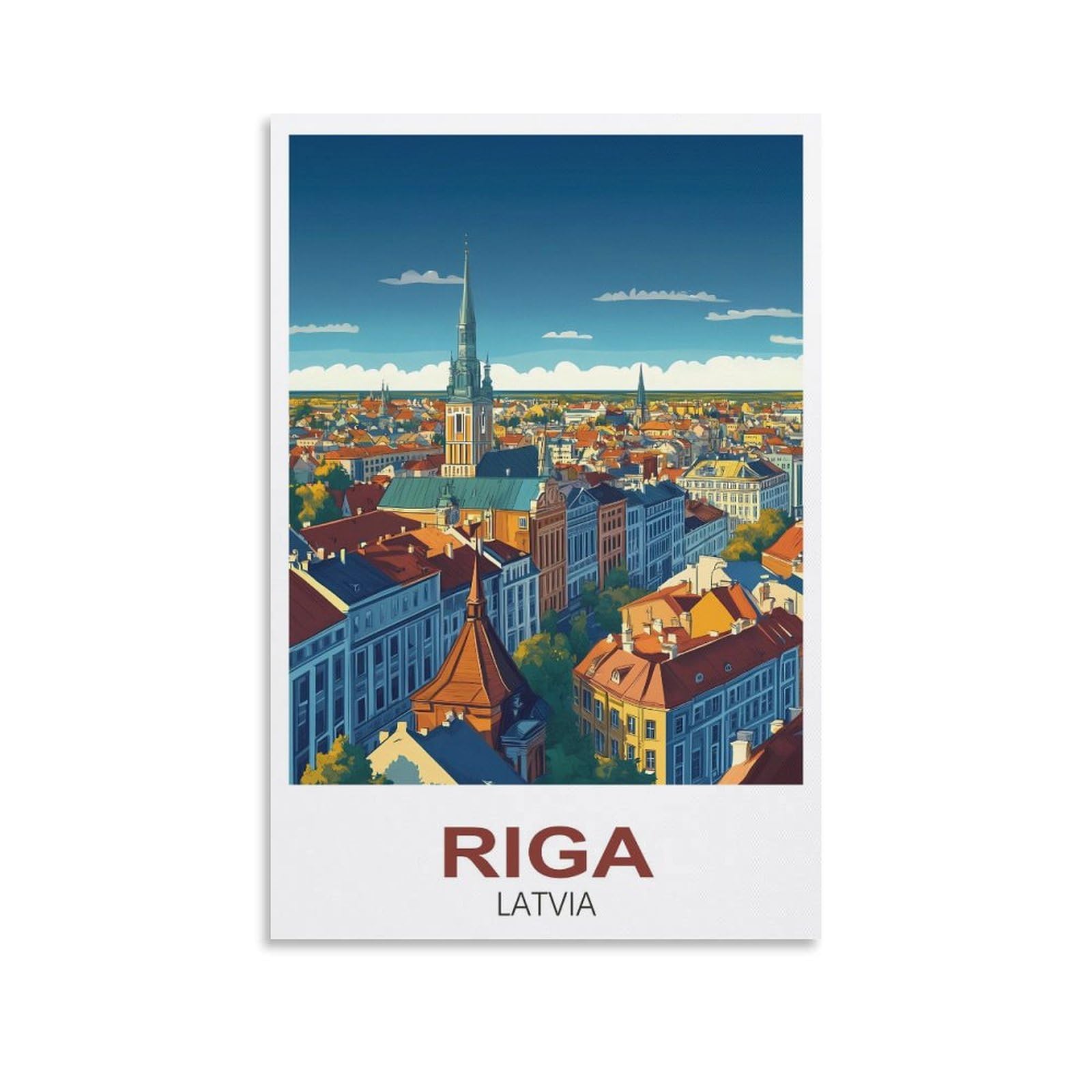 XLLYXYGJQ Riga Latvia Vintage Travel Posters 08x12inch(20x30cm) Canvas Wall Art Poster Print Artwork Painting Picture for Home Decoration Living Room Office Bedroom