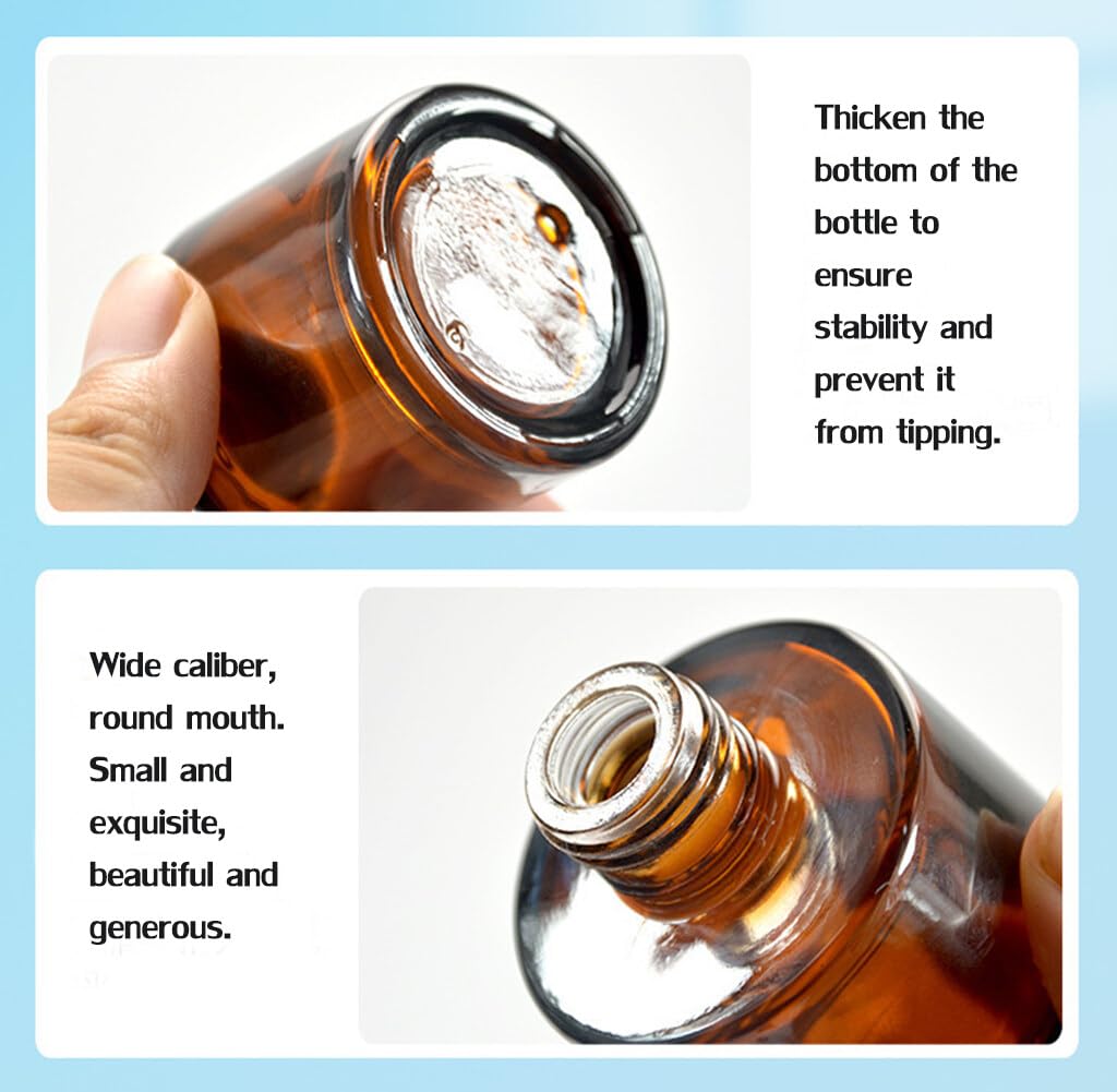 ASTRQLE 2 Pcs Empty Glass Aromatherapy Diffuser Bottles Essential Oils Containers Flower Bud Vases DIY Replacement Aromatherapy Diffuser Crafts Perfect for Home Fragrance Bathroom Decoration(Amber)