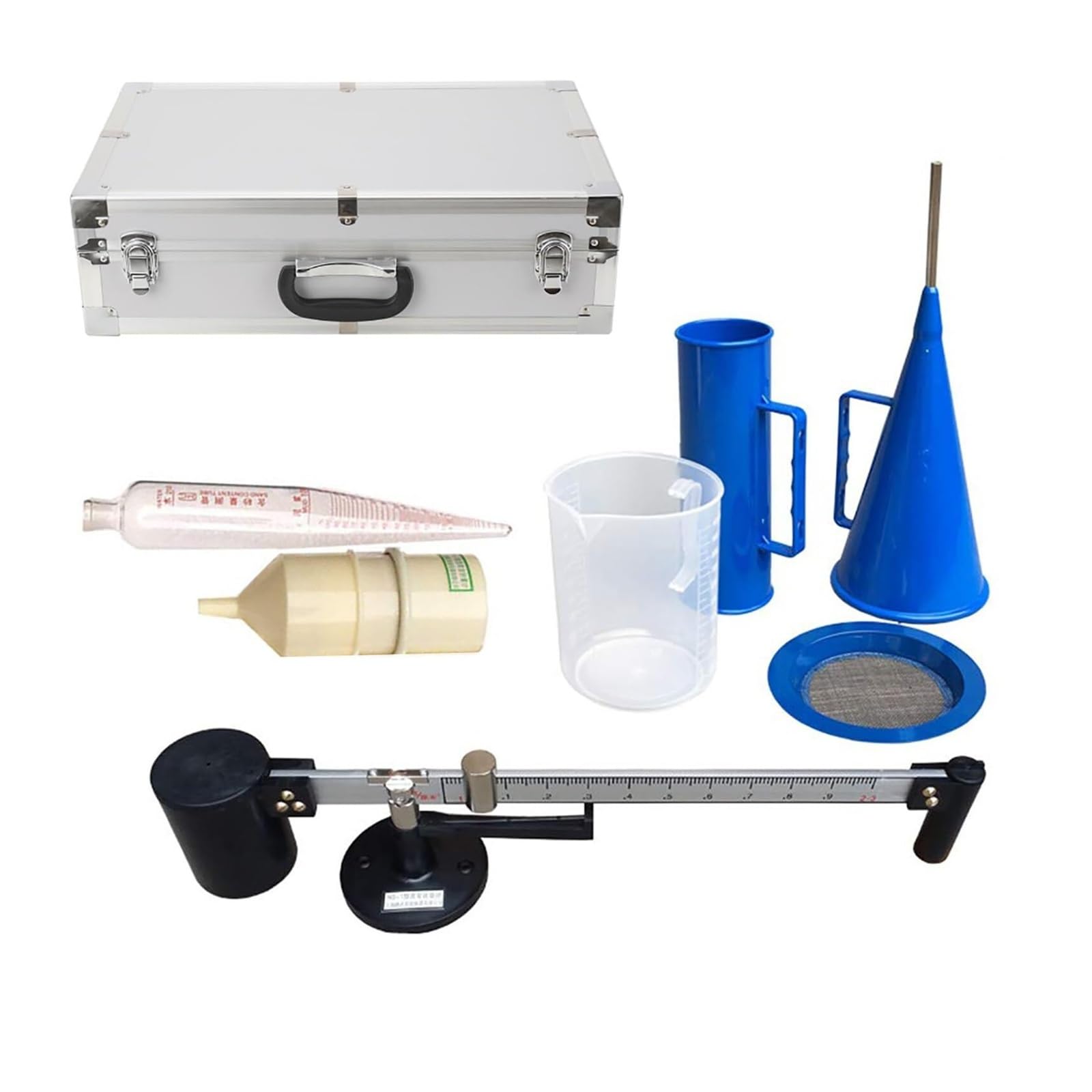 Schlammprüfset mit Hydrometer, Sandmessgerät, Schlammviskosimeter, Sumpftrichter und Viskositätsbecher – Tragbares Prüfset für Labor und Feldeinsatz