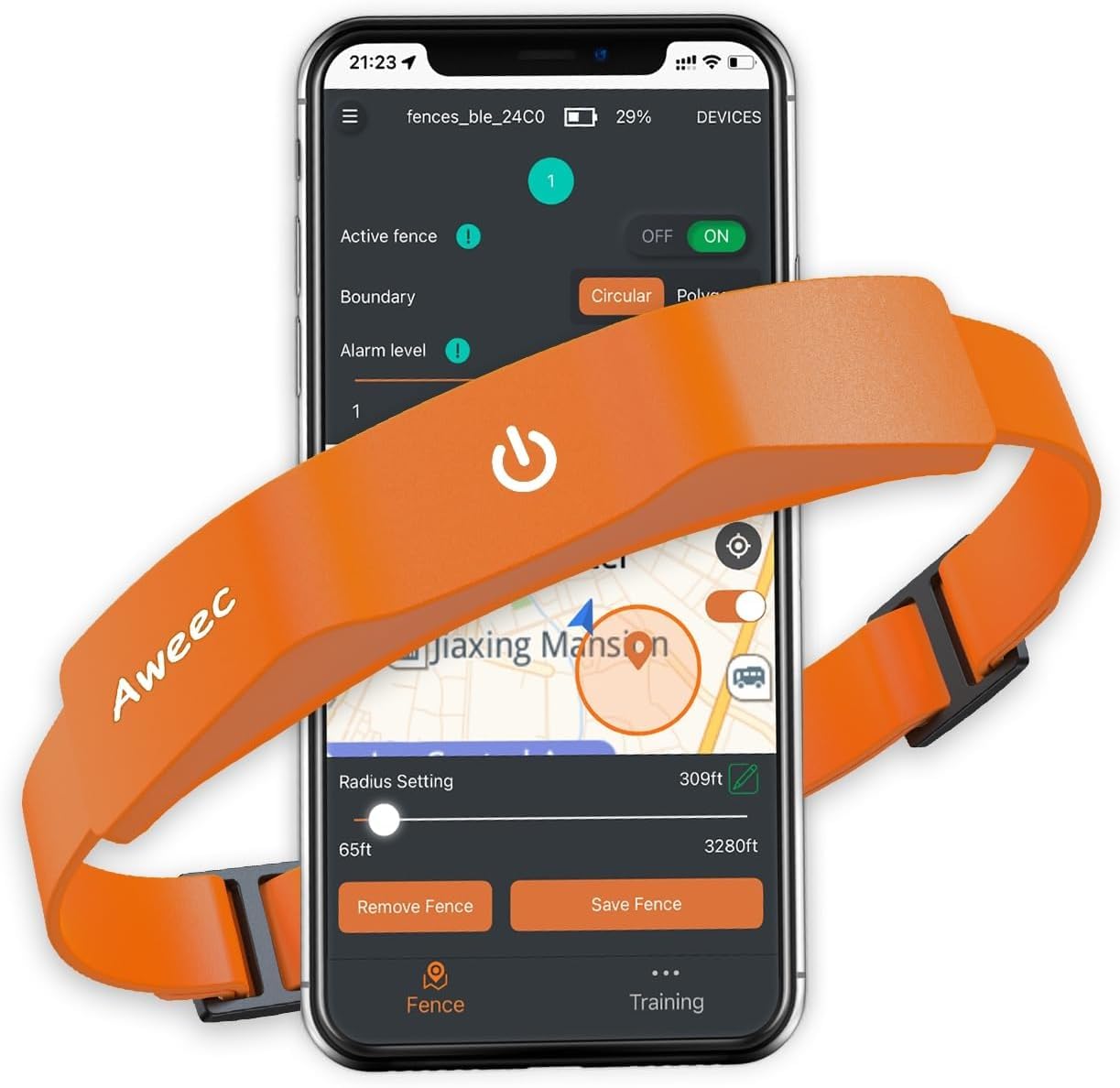 Photo 1 of GPS Electric Dog Fence with Free App, Wireless Fence System with Training Collar, Portable for Outdoor Use, Rechargeable Waterproof Flexiable Collar, Adjustable of Dogs (Orange)
