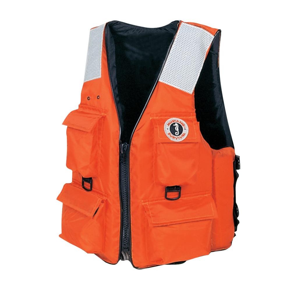 Mustang 4-Pocket Vest w/SOLAS Reflective Tape - 3XL/7XL - Orange