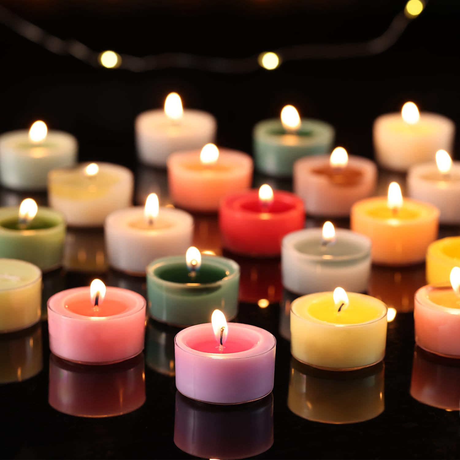 Zapachowe świece herbaciane, lawendowy zmierzch, 48 sztuk – fioletowe świece tealight – 100% wosk palmowy, 6-godzinna aromaterapia, świeczka wotywna do relaksu, spa, jogi, dekoracji domu