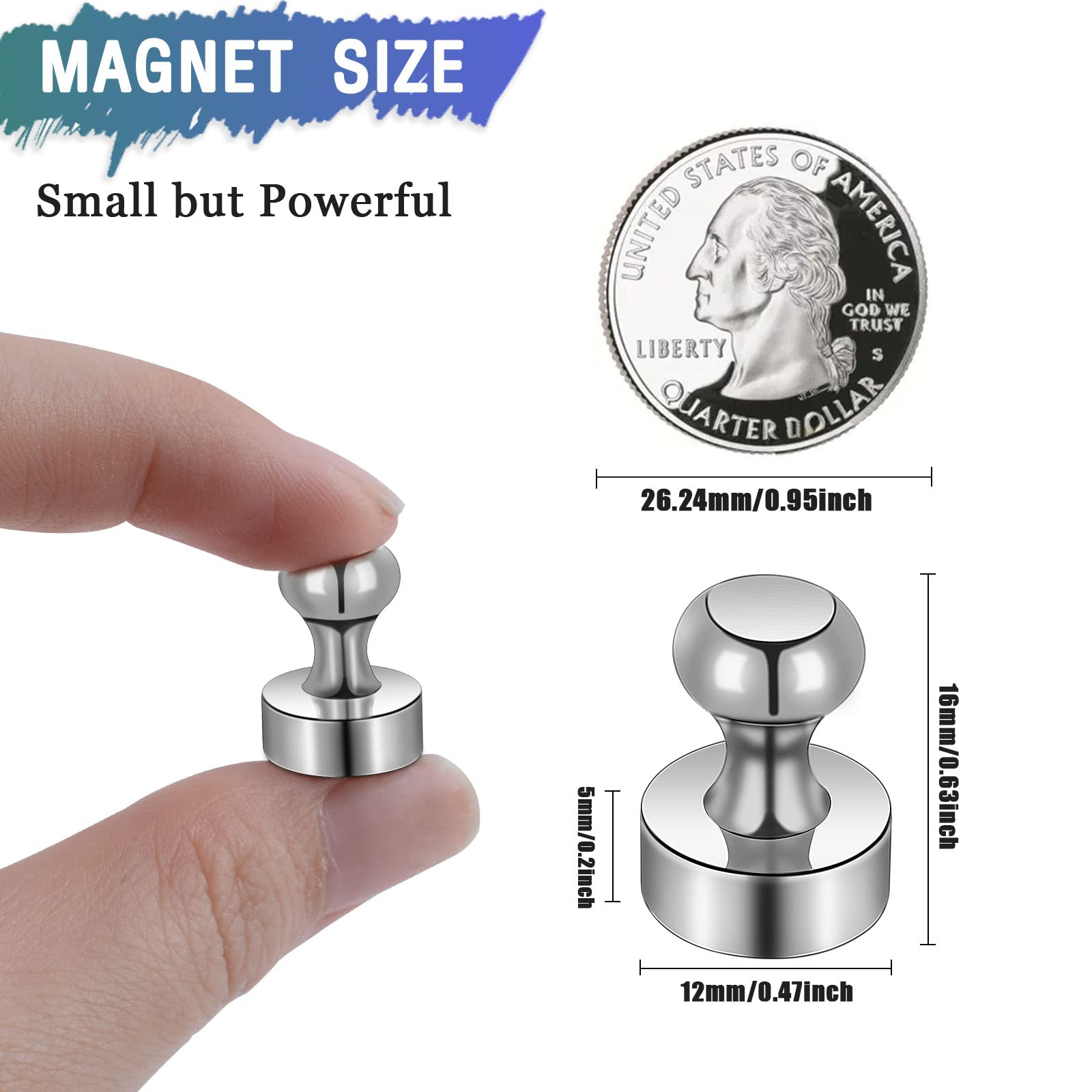 MAGXCENE 22Packs Neodymium Fridge Magnets, Strong Magnets for Whiteboard, Push Pin Magnet, Small Strong Neodymium Refrigerator Magnet for Office, Kitchen, Adults, Home — Amazon image 2