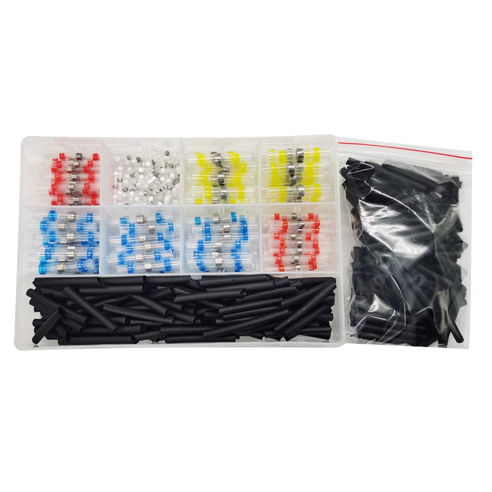 HUIOP 600pcs Heat Shrinkable Solder Ring Wiring Terminals Connection Terminal Heat Shrinkable Type Waterproof Connecting Terminal Kit Heat Shrink Tube Insulating Heat shrinkable Terminals