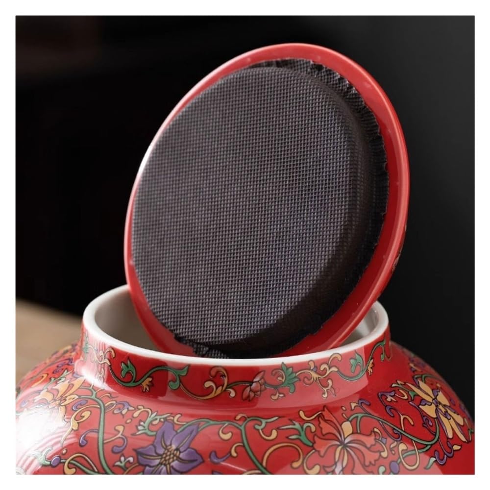Pojemnik na herbatę Klasyczny emaliowany ceramiczny pojemnik na herbatę, duży, czarno-zielony, zamykany słoik do przechowywania w domu(Blue)